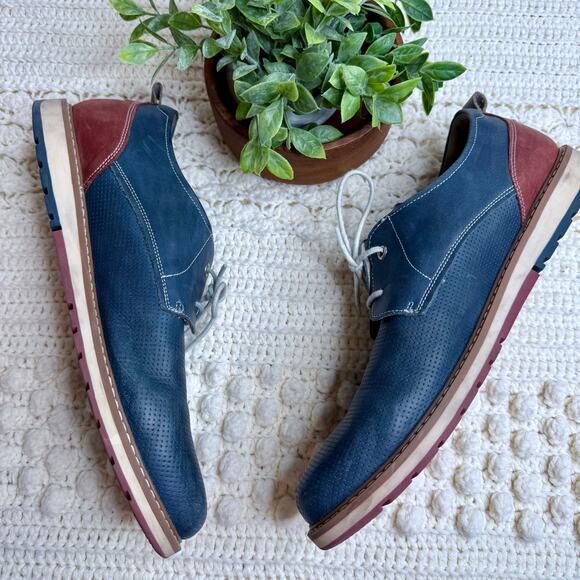 PIKOLINOS Men's 45 US 11, 11.5 Olvera Lace Up Oxford Leather Shoes Blue Brown - Picture 10 of 12